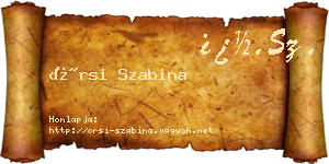 Örsi Szabina névjegykártya